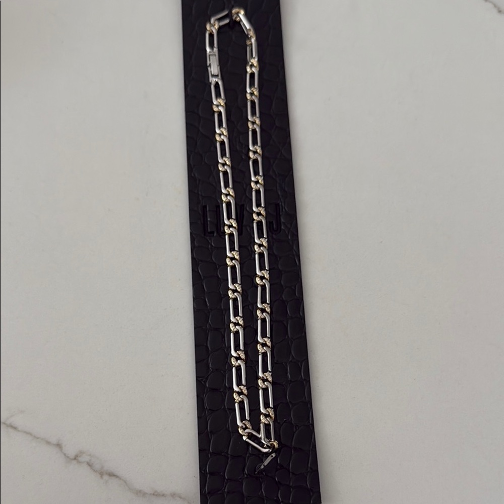 LUV AJ THE TWO-TONE PAVE LINK NECKLACE